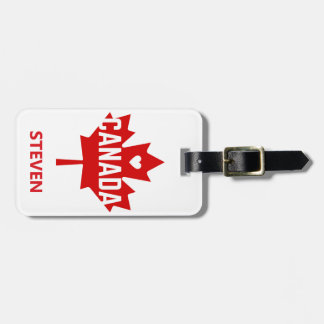 Personalized Love Canada flag Heart Leaf Luggage Tag