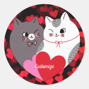 Personalized Love Cats   Classic Round Sticker