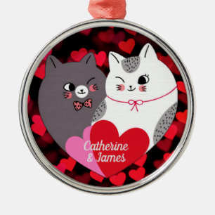 Personalized Love Cats Metal Ornament