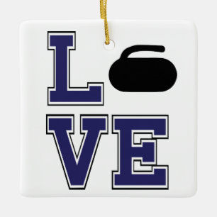 Personalized LOVE Curling-Santa's Favourite Curler Ceramic Ornament