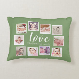 Personalized LOVE Family Photo Collage Decorative Pillow
