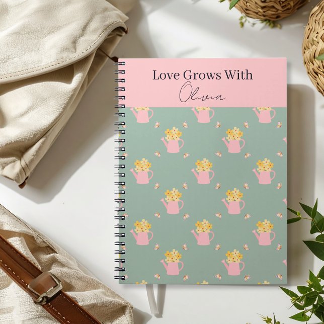 Personalized Love Grows With You Floral Tote Notebook (Creator Uploaded)