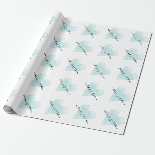 Personalized love heart wedding wrappingpaper (Unrolled)