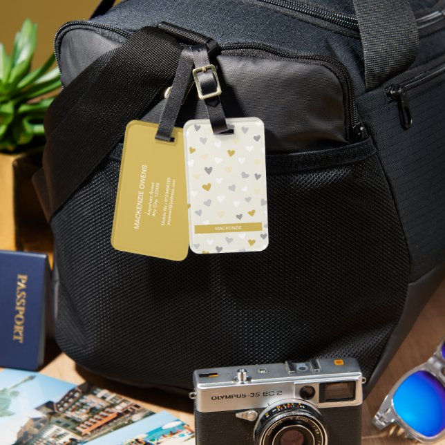 Personalized Love-Infused Hearts Luggage Tag (Front & Back)