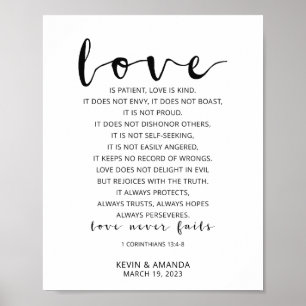 Personalized Love Is Patient, 1 Corinthians 13:4-8 Poster