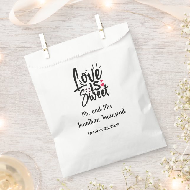Personalized Love Is Sweet Wedding Favour Bags (Clipped)