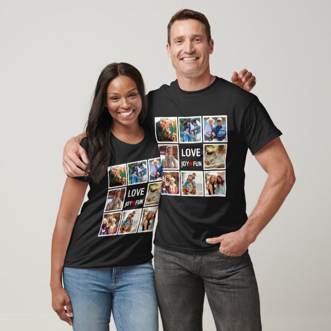 Personalized Love Joy Fun Simple Photo Collage T-Shirt (Unisex)