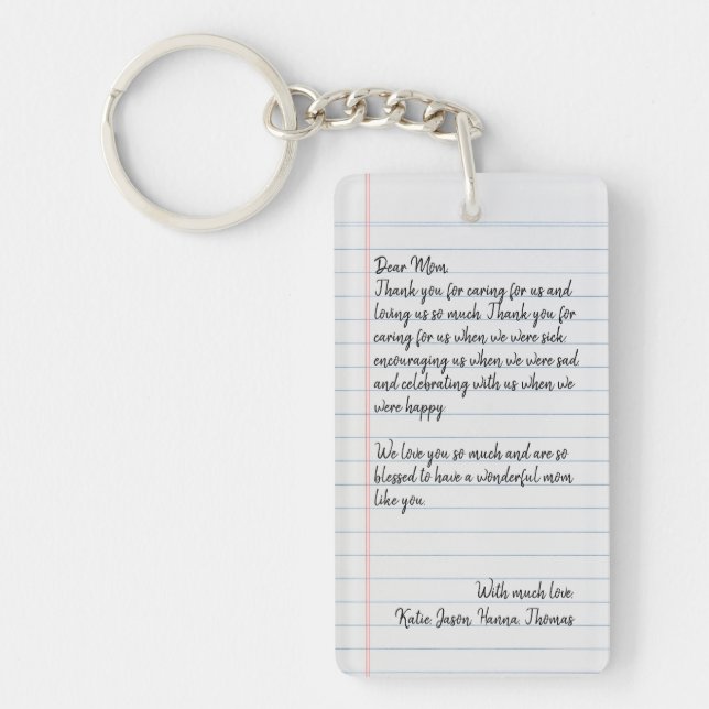 Personalized Love Letter Handwritten One Photo  Keychain (Front)