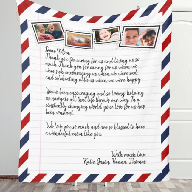 Personalized Love Letter Handwritten Photo Collage Fleece Blanket (Creator Uploaded)