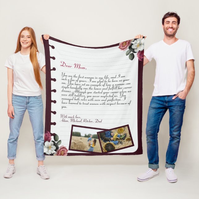 Personalized Love Letter Handwritten & Photo Fleece Blanket (In Situ)
