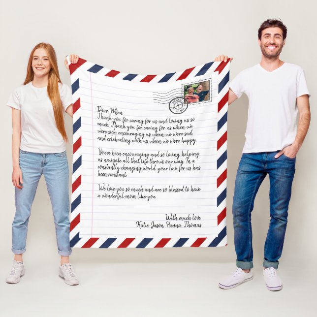 Personalized Love Letter Handwritten Photo Mail Fleece Blanket (In Situ)
