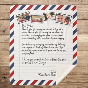Personalized Love Letter Handwritten Photo Mail Sherpa Blanket