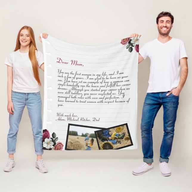 Personalized Love Letter Handwritten & Photos Fleece Blanket (In Situ)