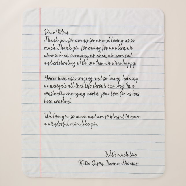 Personalized Love Letter Handwritten Sherpa Blanket (Front)