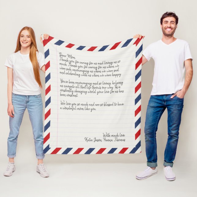 Personalized Love Letter Handwritten Vintage Mail Fleece Blanket (In Situ)