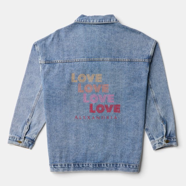 Personalized Love Modern Typography Denim Jacket (Back)