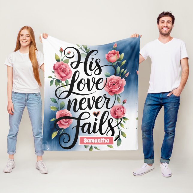 Personalized Love Never Fails Christian  Fleece Blanket (In Situ)