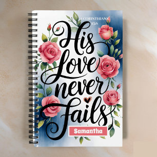 Personalized Love Never Fails Christian Journal