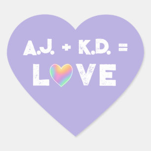 Personalized Love Pastel Rainbow Heart Labels
