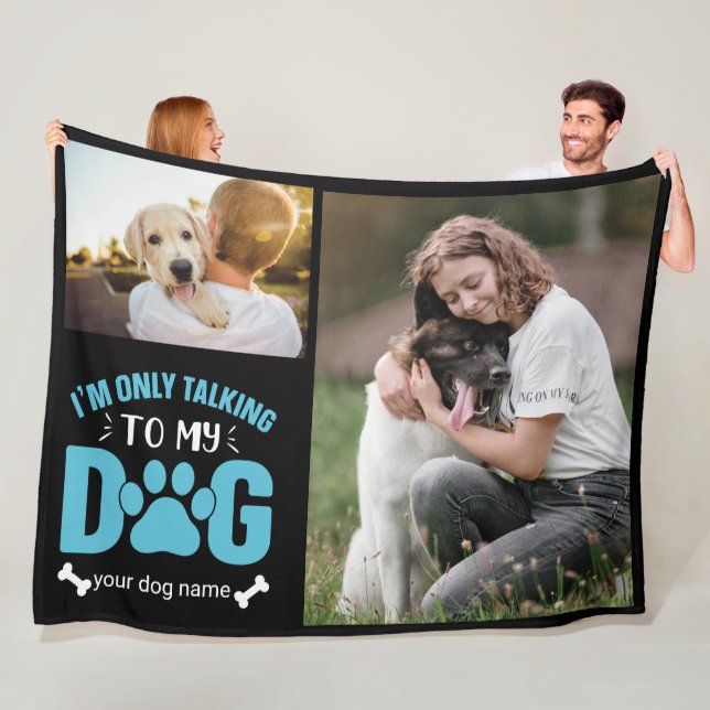  Personalized Love Paw Print Dog Lover 2 Photo Fleece Blanket (In Situ)