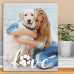 Personalized Love Paw Print Dog Lover Photo Plaque<br><div class="desc">LOVE! Celebrate your best friend with a custom unique dog photo plaque and keepsake. Surprise your favorite dog lover, whether is a birthday, Mother's day, valentines day, or Christmas with this cute dog love photo plaque. This Love with paw print design photo dog plaque is the perfect gift for yourself,...</div>