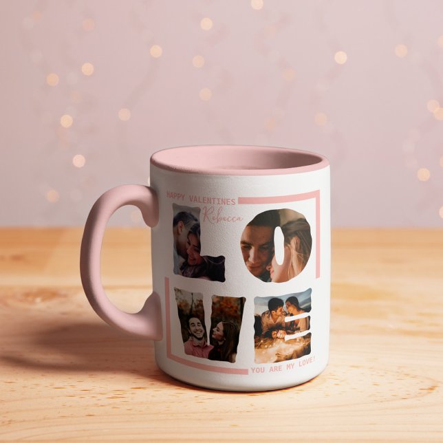 Personalized "LOVE" Photo Collage Modern BeautBush Mug (Creator Uploaded)