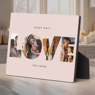 Personalized LOVE Photo collage Modern Minimalist Plaque