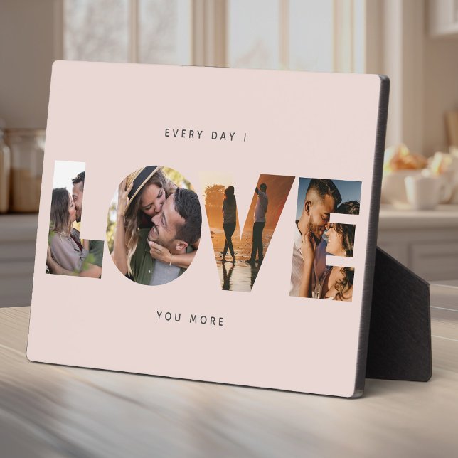 Personalized LOVE Photo collage Modern Minimalist Plaque (Creator Uploaded)