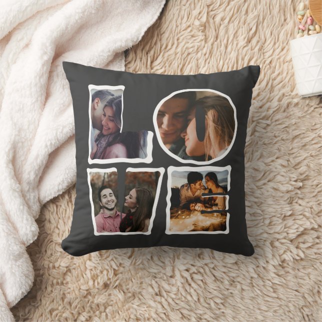 Personalized LOVE Photo Collage valentines Day Throw Pillow (Blanket)