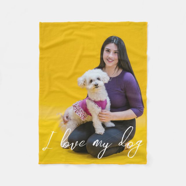 Personalized Love  Print Dog Lover Photo Fleece Blanket (Front)
