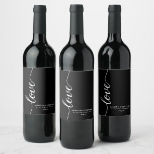 Personalized Love Script Chic Wedding Favour Wine Label