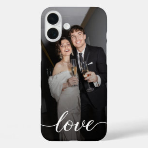 Personalized Love Script Couple Photo iPhone 16 Plus Case