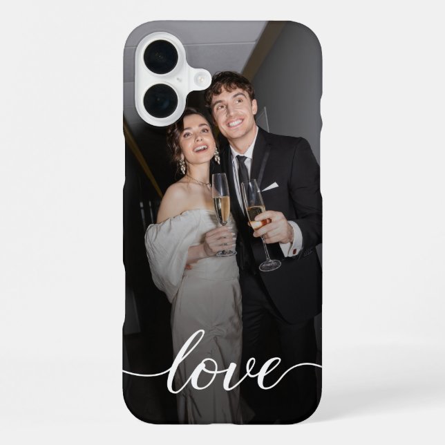 Personalized Love Script Couple Photo iPhone Case (Back)