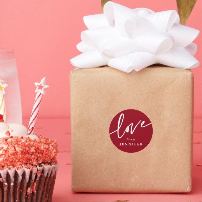 Personalized 'Love' Script Font Classic Round Stic Sticker (Party)
