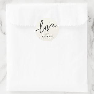 Personalized 'Love' Script Font Classic Round Sticker