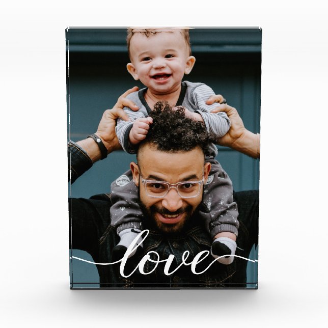 Personalized "Love" Script Photo Block for Dad (Front)