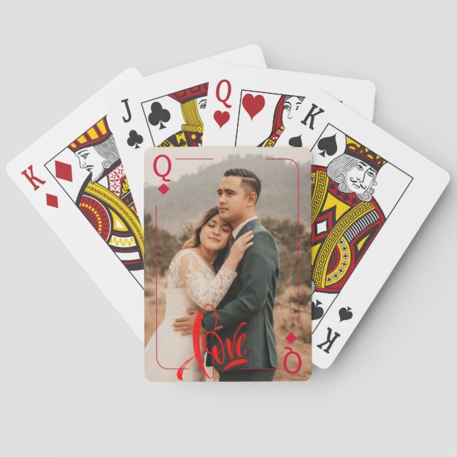 Personalized Love Script Photo Playing Cards (Back)