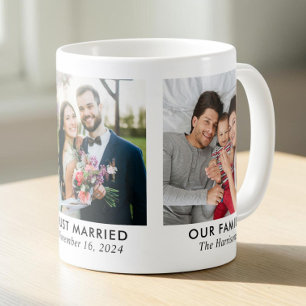 Personalized Love Story 3 Photo Family Coffee Mug