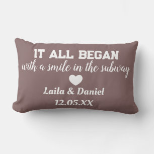 Personalized Love Story Subway Pillow – name &date
