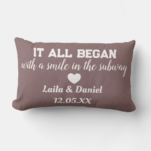 Personalized Love Story Subway Pillow – name &date (Front)