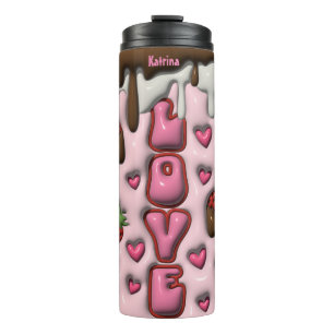 Personalized Love Strawberry 3D Thermal Tumbler