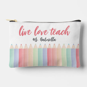 Personalized Love Teach Colourful Teacher Accessory Pouch