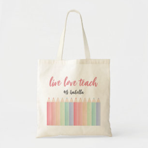 Personalized Love Teach Colourful Teacher Tote Bag