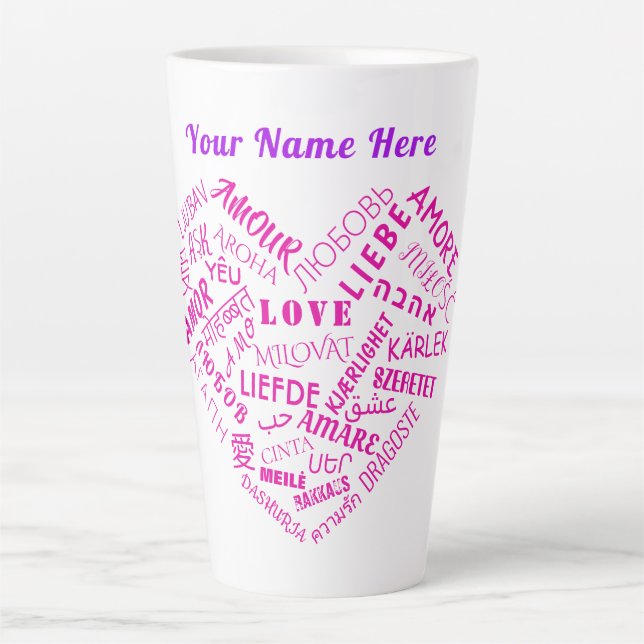 Personalized Love Text Latte Mug Custom Name (Front)
