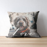 Personalized Love Throw Pillow<br><div class="desc">Custom photo pillow design with the word "love" in an elegant script font.</div>