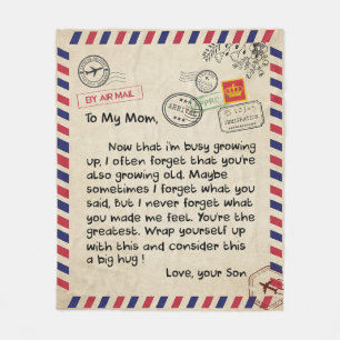 Personalized Love To My Mom Blanket, Mail Letter Fleece Blanket