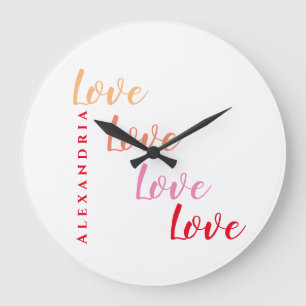 Personalized Love Typography Large Clock