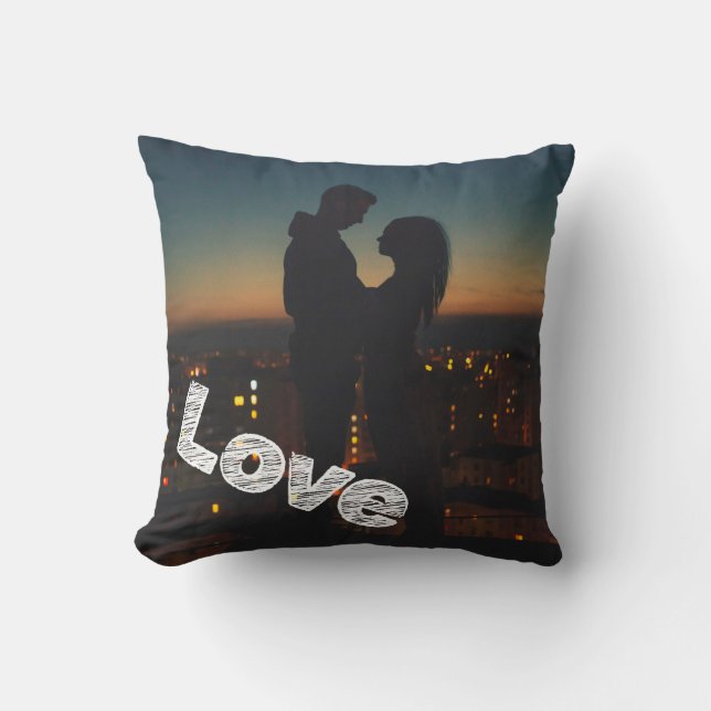 Personalized Love Typography Photo Throw Pillow (Front)
