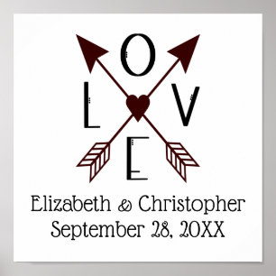 Personalized Love with Arrows Wedding Date Print