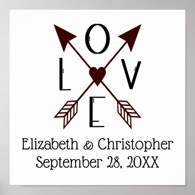 Personalized Love with Arrows Wedding Date Print (Front)